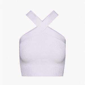 Aritzia Babaton SCULPT KNIT CRISS CROSS CROPPED TANK Frosted Lilac XS